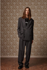 Belted wide slacks - Charcol (4622120091766)