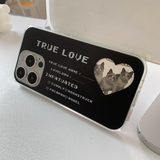 トゥルーラブハートフォトカードフレームブラックフォーンケース / True Love Heart Photo Card Frame black Phone Case