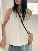 ルービヴィンテージレース刺繍ボタンリネンビスチェキャミソール / Roubi Vintage Lace Embroidered Button Linen Bustier Sleeveless