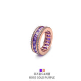 [BLACKLABEL] AAA DIA Crystal 3-line ring rose gold&purple