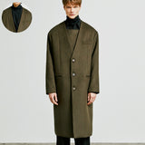 collarless front cover coat khaki (6615481614454)