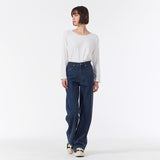 Womans Signature Stud Wide Fit Denim Pants Dark Indigo
