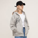 [UNISEX] ツードローイングラインフラワーフーディドジップアップ