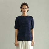 テープメッシュ ハーフスリーブニット/TAPE MESH HALF SLEEVE KNIT (NAVY)