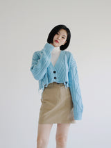 ダメージクロップニットカーディガン/Damage Crop Knit Cardigan (3color)