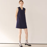 Vネックミニマルミニドレス / V-neck minimal mini dress_navy