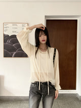 アネスシースルーストラップフリルブラウス / Anes see-through strap frill blouse
