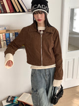 Heelan corduroy golden collar crop blouson jacket