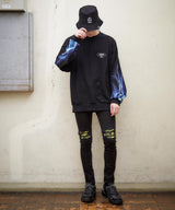 稲妻袖プリントトレーナー / LIGHTNING SLEEVE SWEATSHIRT (4580956602486)