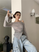 Belua off-shoulder long-sleeved tee