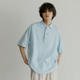 ハーフヘンリーネックシャツ / unisex half henlyneck shirts sky blue