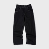 CONTRAST COTTON WIDE PANTS (BLACK) (6603666980982)