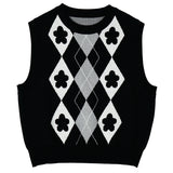 FLOWER JACQUARD VEST_BLACK (6600100446326)