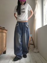 オフラインレタリングセミクロップ半袖Tシャツ