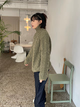 Mutual twist zip up knit 