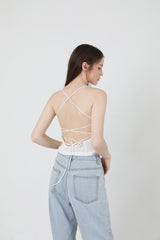 バックスリットクロップスリーブレス / Back Slit Crop Sleeveless White