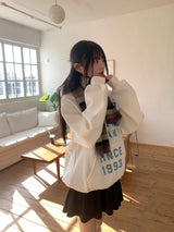 [Brushed lining] world lettering overfit hooded t-shirt