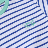ミントネックブルーストライプユニセックスTシャツ / Mint Neck Blue Stripe Unisex T-shirt