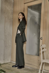 ウールツイルセットアップパンツ/WOOL TWILL SETUP PANTS_DEEP KAHKI