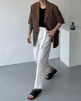 マンスリネンツータックベルトスラックス / Month )  linen two-tuck belt slacks (3 colors)