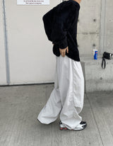 モダンワイドストリングバンディングパンツ