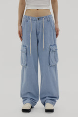 デニムカーゴワイドパンツ/Denim Cargo Wide Pants (2color)