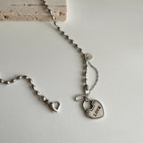 ラブハートロックボールドチェーンハンドメイドネックレス / jalo Love Heart Lock Bold Chain Handmade Necklace