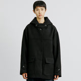 ウールブレンドフィールドフードコート / WOOL BLENDED FIELD HOOD COAT BLACK