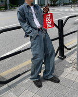 No.0346 G washed set straight denim PT