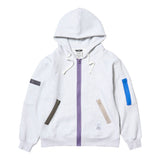 ZIPPER OVERSIZED ZIP UP HOODIE BLACK / WHITE MELANGE