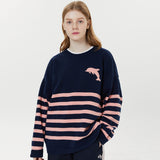 ビッグドルフィンロゴストライプクルーネックニット / Big dolphin logo stripe crew neck knit