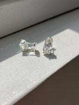 [92.5silver] oval cubic one-touch earrings