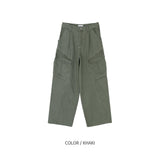(UNISEX) カーブド切開斜線カーゴパンツ