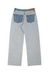 Reverse medium blue denim pants