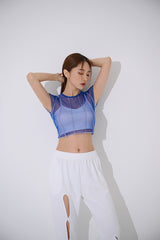 4ライン メッシュ クロップ Tシャツ / TOP(9360) 4 Line Mesh Crop Tee