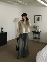 Meto semi bootcut wide denim pants
