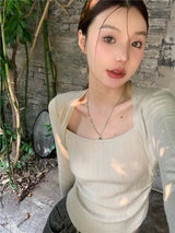 round semi ribbed long sleeve tee
