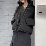 Sizen zipper pocket collar short padded coat