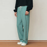 チェッカーボードバンディングパンツ/CHECKERBOARD BANDING PANTS_GREEN CREAM