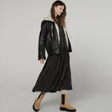 Elly pleated dress - Black dot (6671622635638)