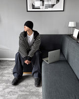 No.0363 st KNIT hood warmer zip-up (3color)