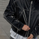 ASCLO Stitch Glossy Biker Jacket (3color)