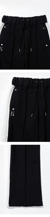 Mixed Fabric Knit KUYRI K Track Pants (Resort Black)