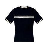 PRIVÉ BAR LOGO KNITTED CROPPED T-SHIRT - BLACK