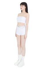 キュービックレタリングロゴチューブトップブラトップ/cubic lettering logo tube bra top (white)