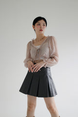 コンビレザープリーツスカート / Combi Leather Pleated Skirt (3color)