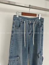 Strap Cargo Wide Jeans