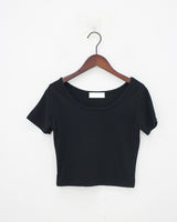 ショートスリーブクロップUネックTシャツ/Short Sleeve Cropped U-neck T-shirt (5color)
