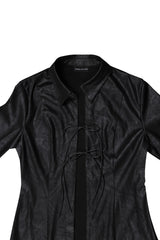 MAXI LEATHER SHIRT #BLACK