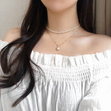 レイルパールレイヤードネックレス / Rail pearl layered necklace / choker